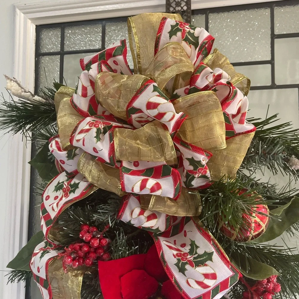 ***NWT Poinsettia Swag Holiday Christmas Front Door Decor